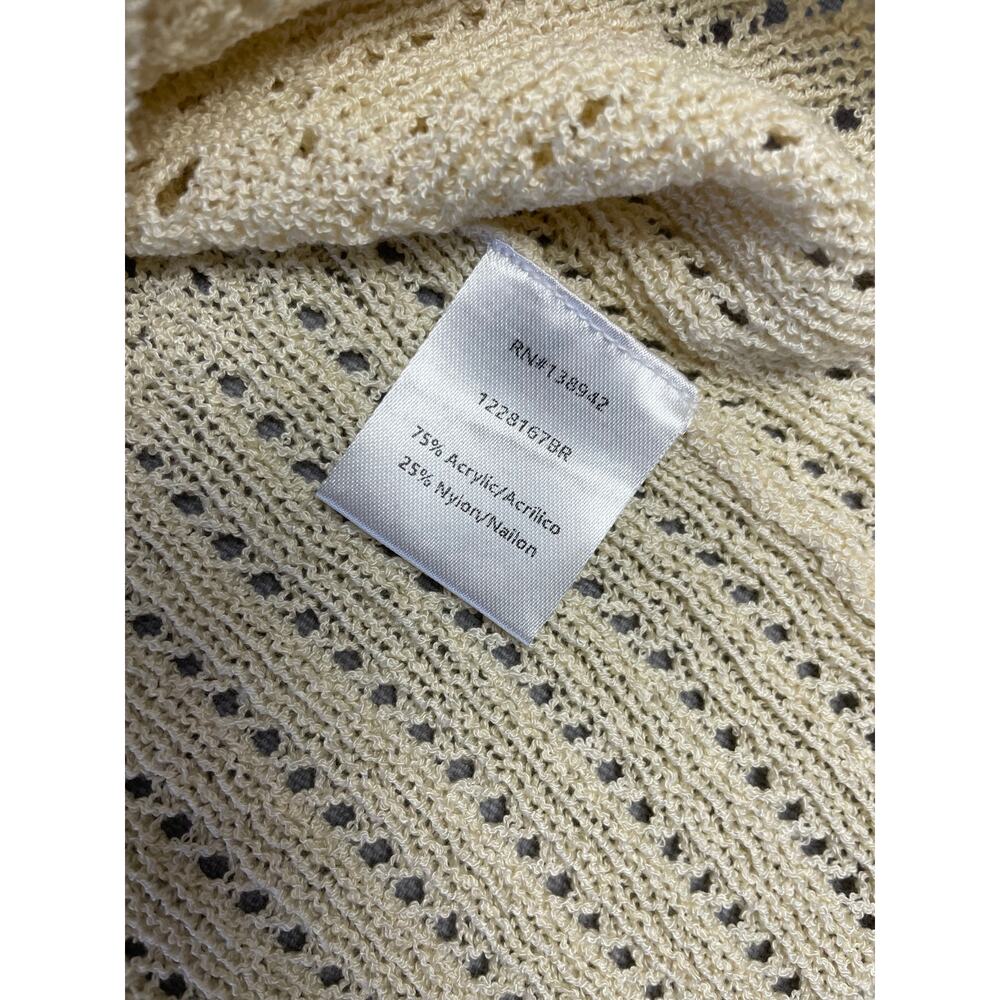 OnTwelfth Cream Short Sleeve Open Knit Cardigan Shirt SZ Medium Cottagecore Boho - Picture 4 of 5